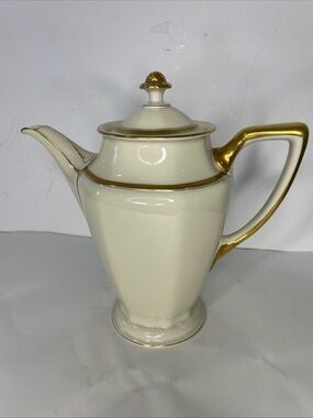 Vintage Rosenthal Corona Tea Coffee Pot Ivory Gold Trim China
